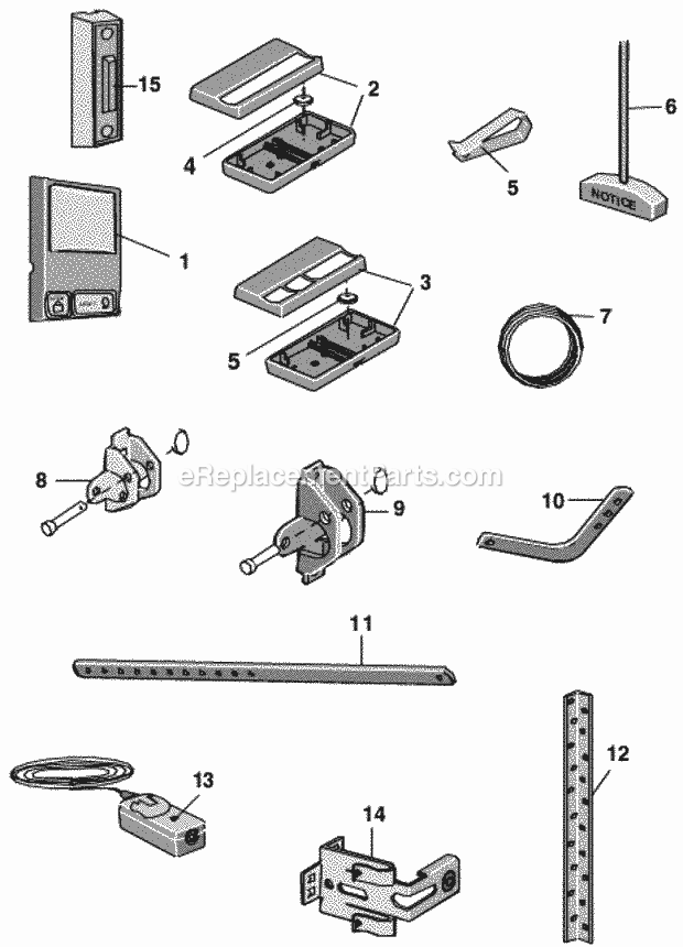 Page B Diagram and Parts List for  Chamberlain Garage Door Opener
