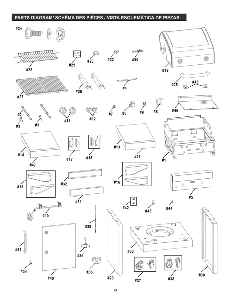 Diagram 1 Diagram and Parts List for  Char-Broil Grill