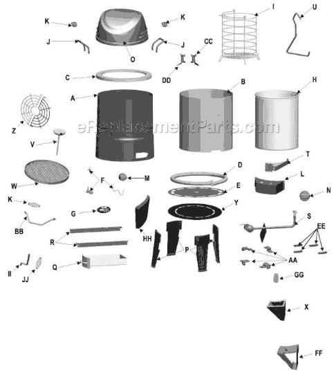Page A Diagram and Parts List for  Char-Broil Smoker