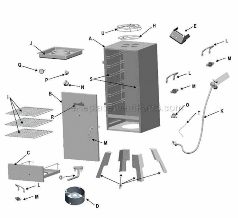 Page A Diagram and Parts List for  Char-Broil Smoker