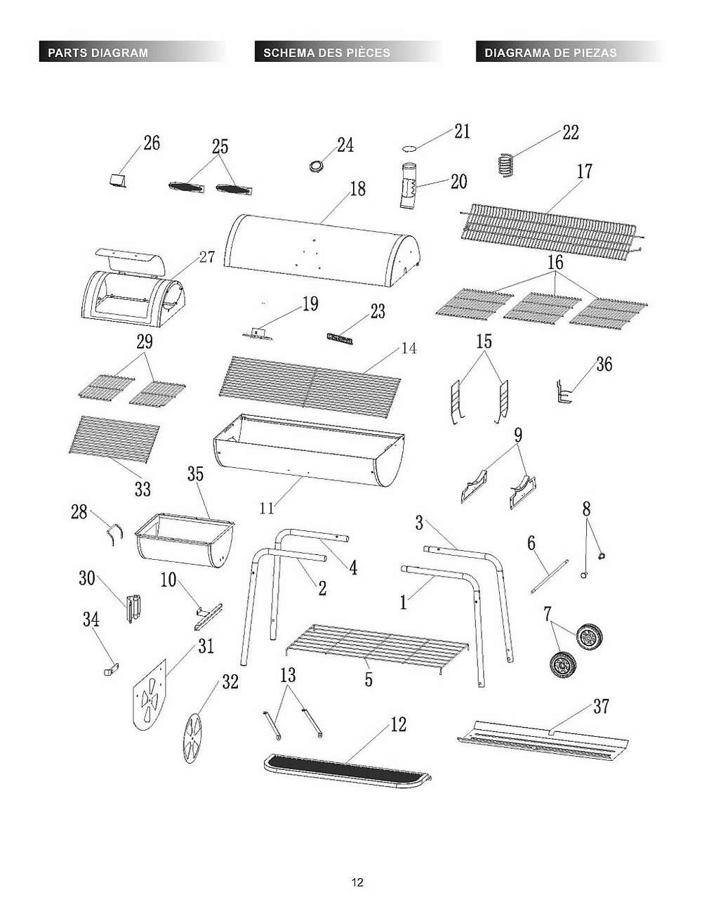 Diagram Diagram and Parts List for 2021 Char-Broil Smoker