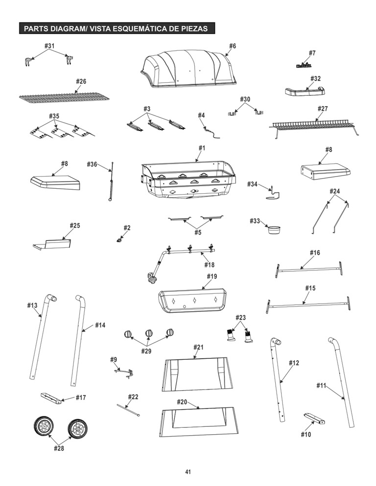 Diagram 1 Diagram and Parts List for  Char-Broil Grill