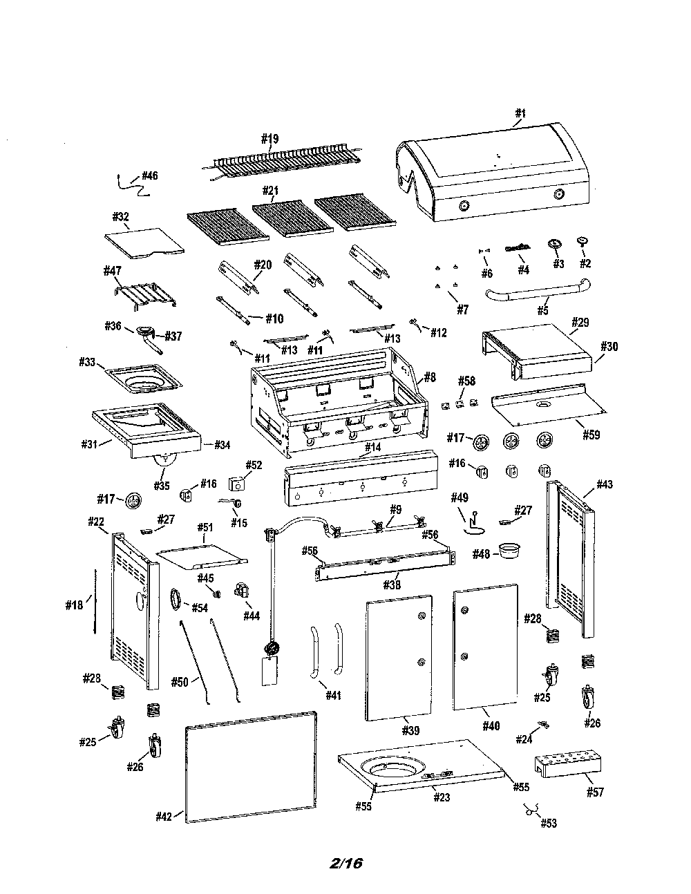Gas grill Diagram and Parts List for  Char-Broil Grill