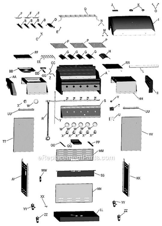 Page A Diagram and Parts List for  Char-Broil Grill