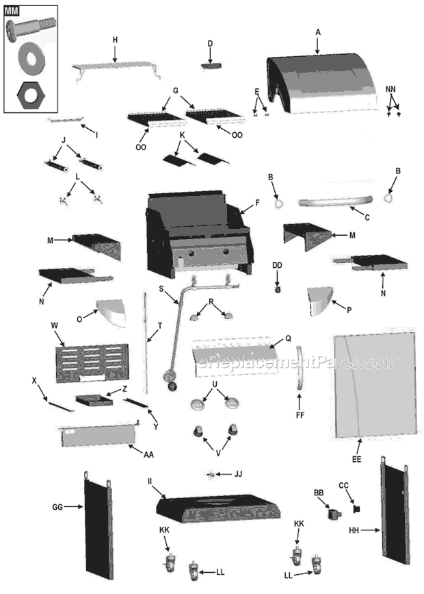 Page A Diagram and Parts List for  Char-Broil Grill