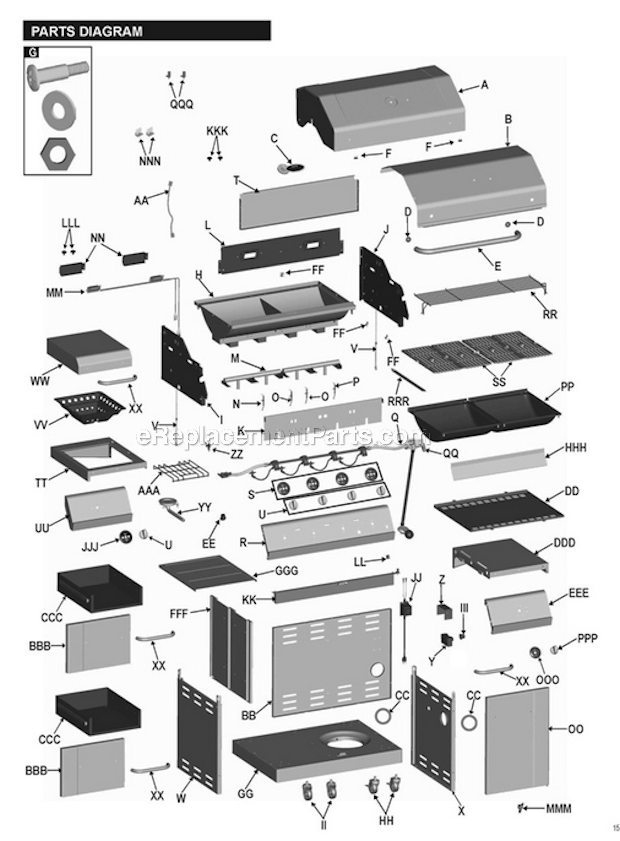 Page A Diagram and Parts List for  Char-Broil Grill