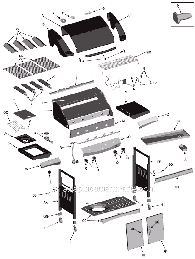 Page A Diagram and Parts List for  Char-Broil Grill