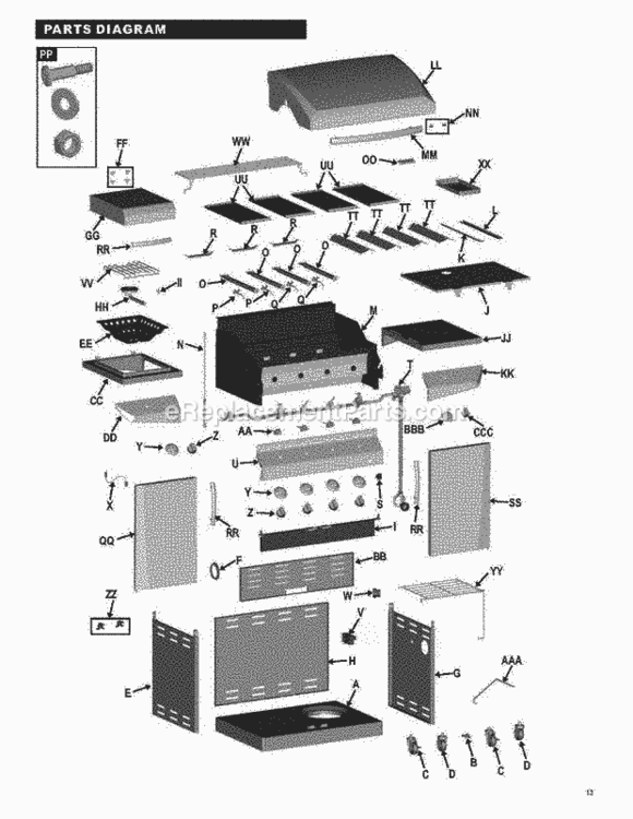 Page A Diagram and Parts List for  Char-Broil Grill