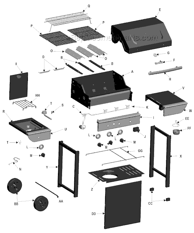 Page A Diagram and Parts List for 2007 Char-Broil Grill