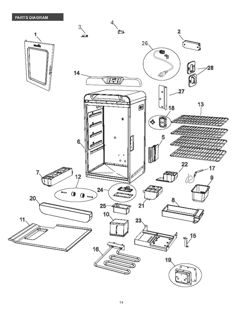 Diagram Diagram and Parts List for 2019 Char-Broil Smoker