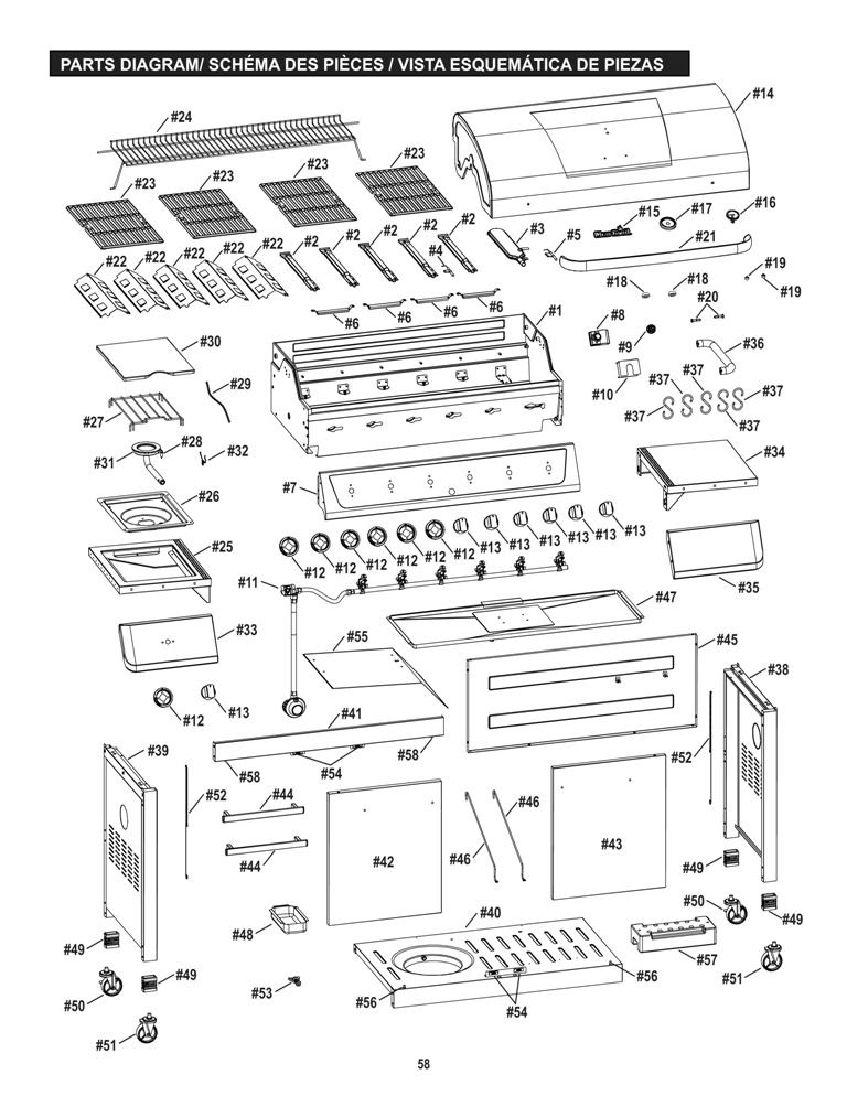 Diagram Diagram and Parts List for (KB650)(2015) Char-Broil Grill
