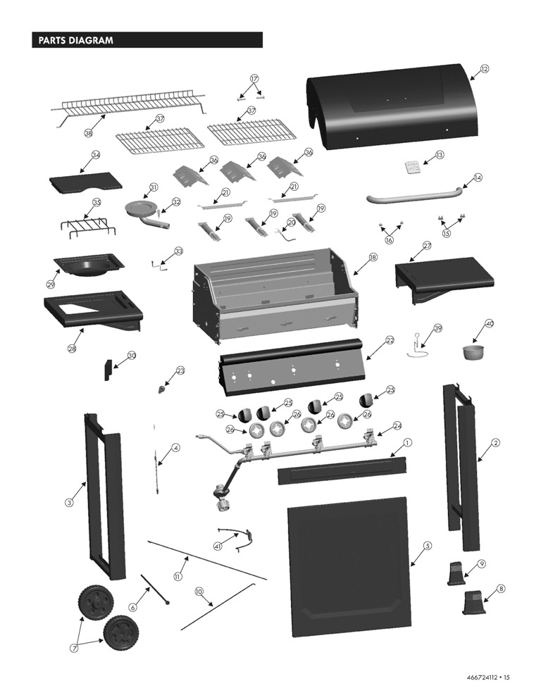 Diagram 1 Diagram and Parts List for  Char-Broil Grill