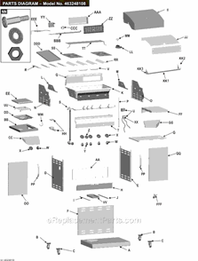 Part Location Diagram of 80013392 Char-Broil Upper Back Panel