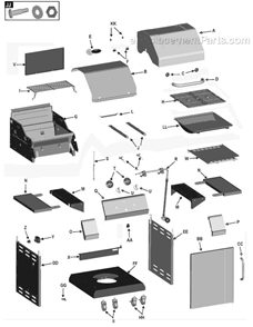 Part Location Diagram of G352-0023-W1 Char-Broil Cart Upper Back Panel
