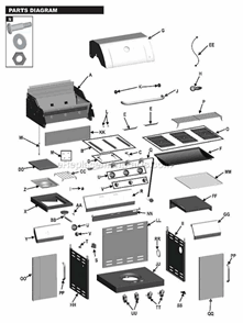 Part Location Diagram of G517-090801-W1 Char-Broil Assembly Manual, English