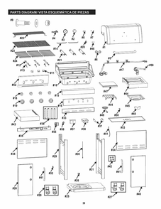 Part Location Diagram of G466-00B8-W1 Char-Broil Main Control Panel Top