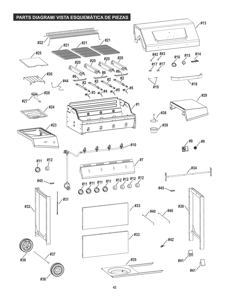 Diagram 1 Diagram and Parts List for  Char-Broil Grill