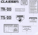 Part Location Diagram of 100054 Classen Manual, Operating/Parts