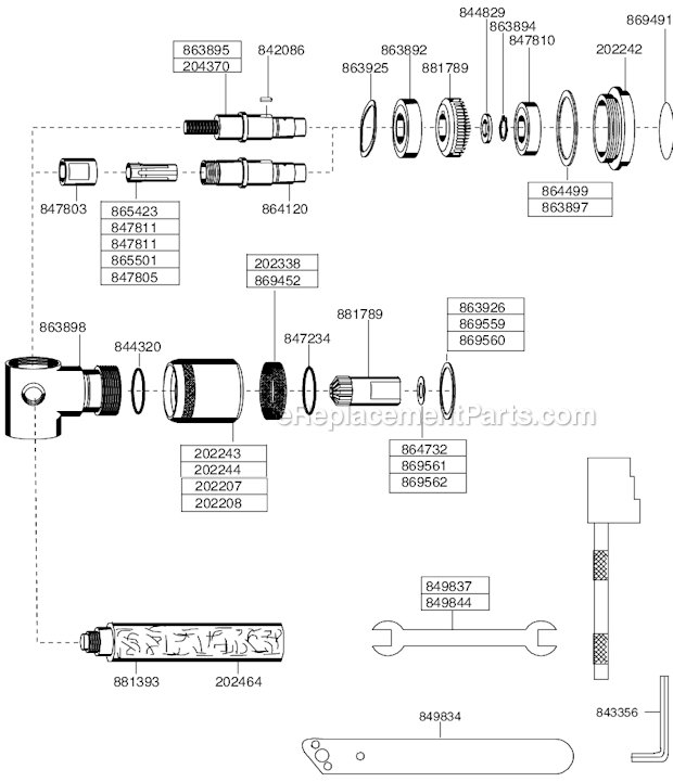 Page A Diagram and Parts List for  Cleco Angle Grinder