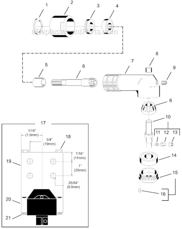 Page E Diagram and Parts List for  Cleco Ratchet