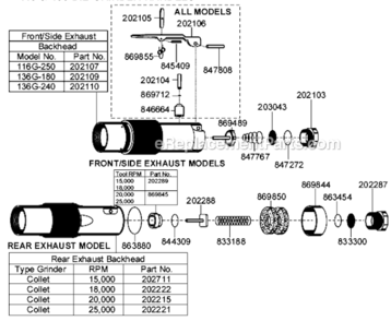 Handles Diagram and Parts List for  Cleco Angle Grinder