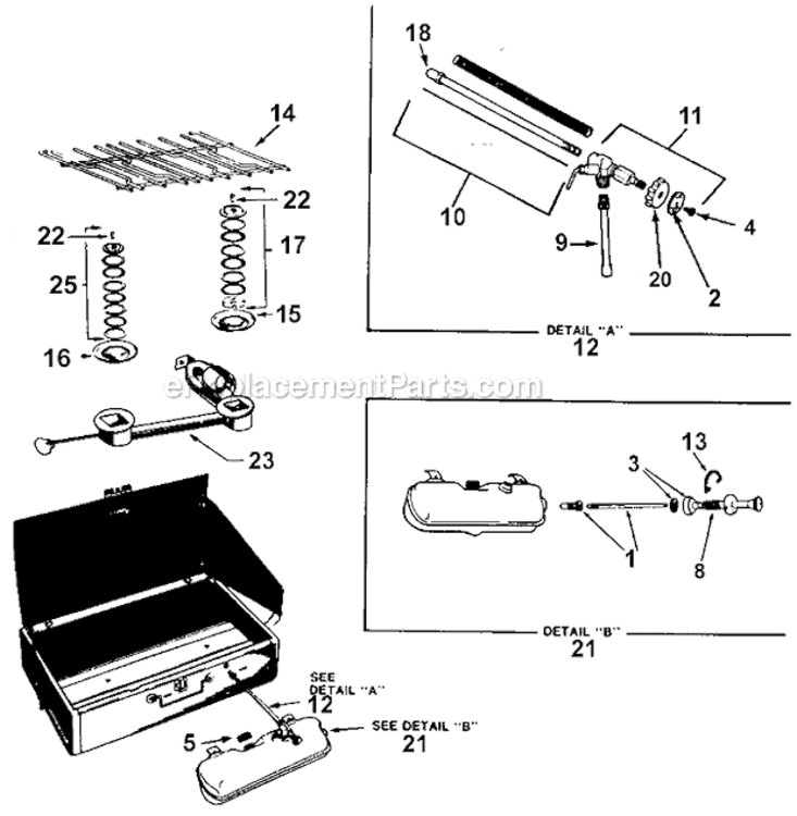 Page A Diagram and Parts List for  Coleman Camping Equipment