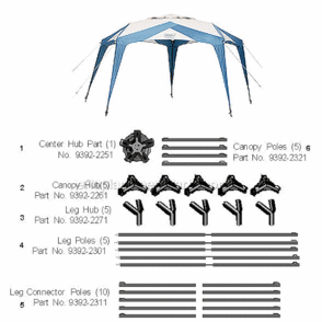 Page A Diagram and Parts List for  Coleman Tent & Awning
