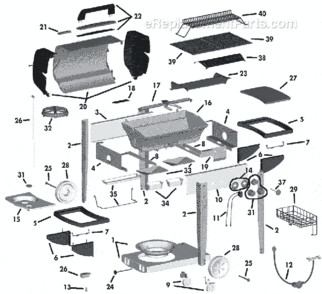 Page A Diagram and Parts List for 3000 Series Coleman Grill