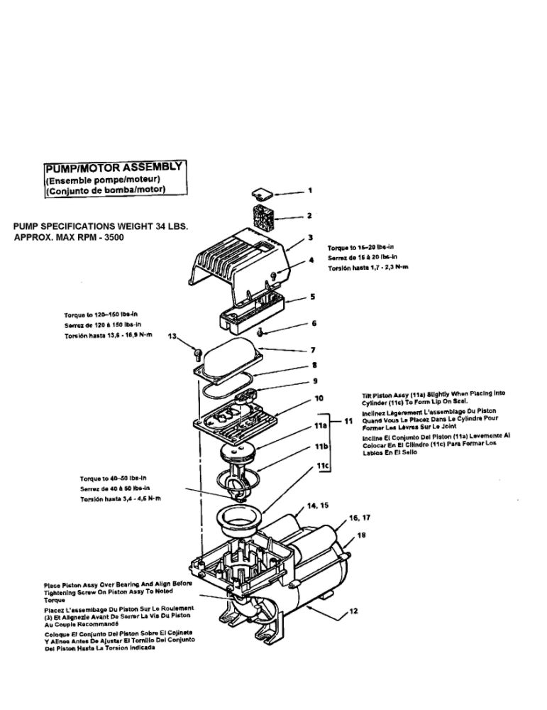 Pump/Motor Diagram and Parts List for  Coleman Compressor