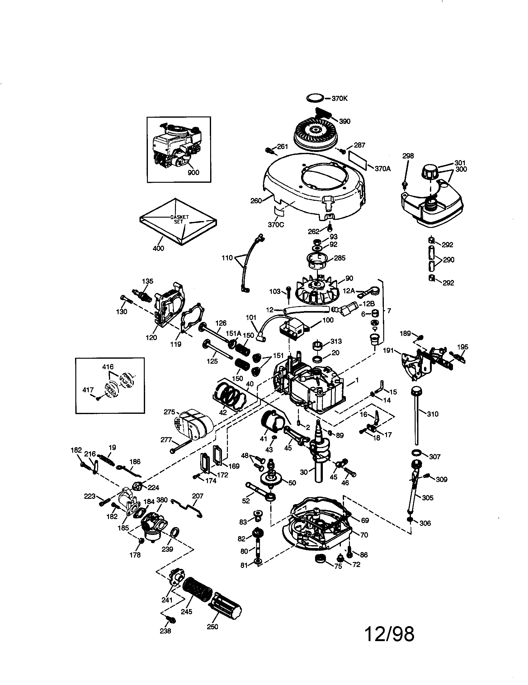 Craftsman 4-cycle Engine Diagram and Parts List for 143995012  Craftsman Engine