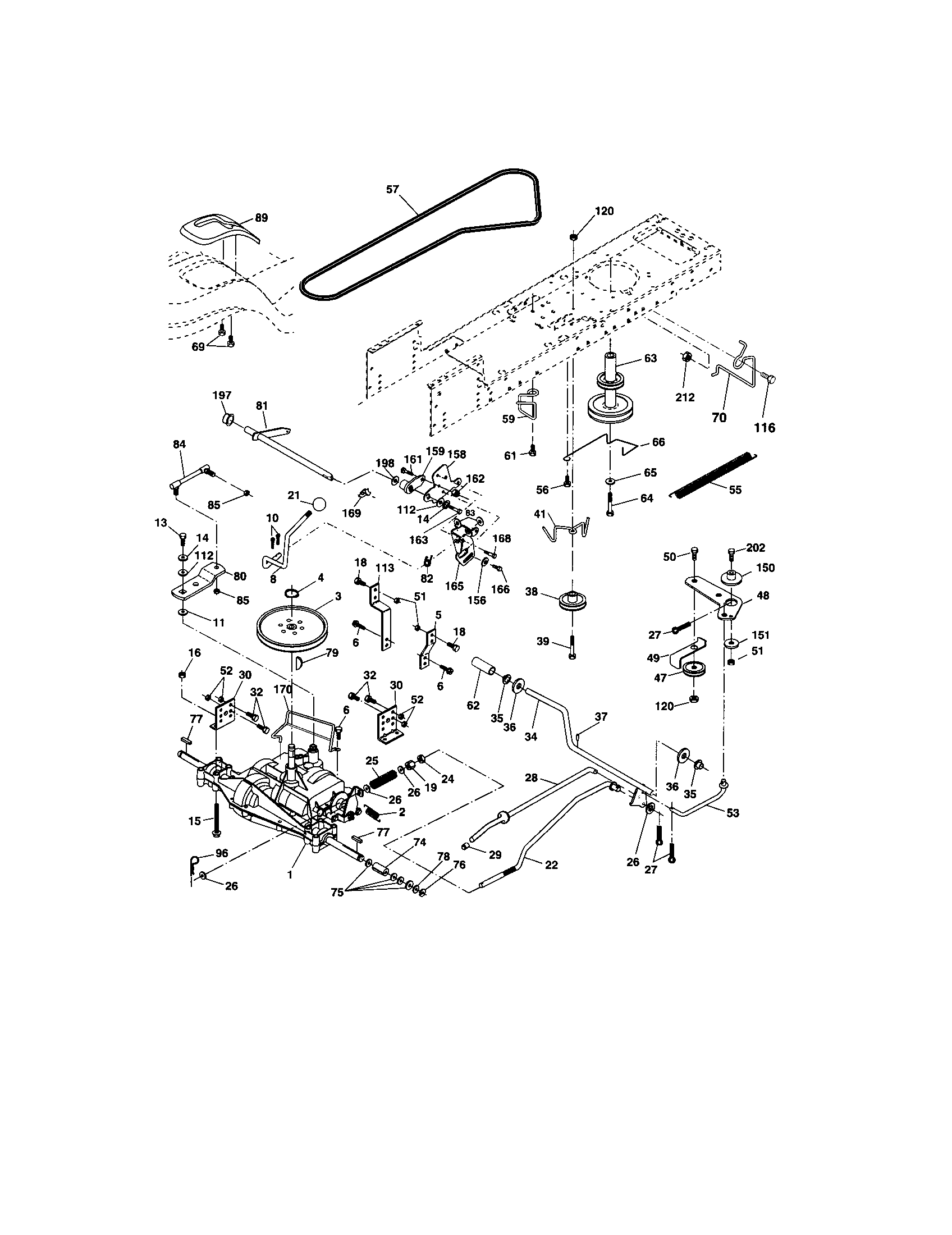 Ground Drive Diagram and Parts List for  Craftsman Lawn Tractor