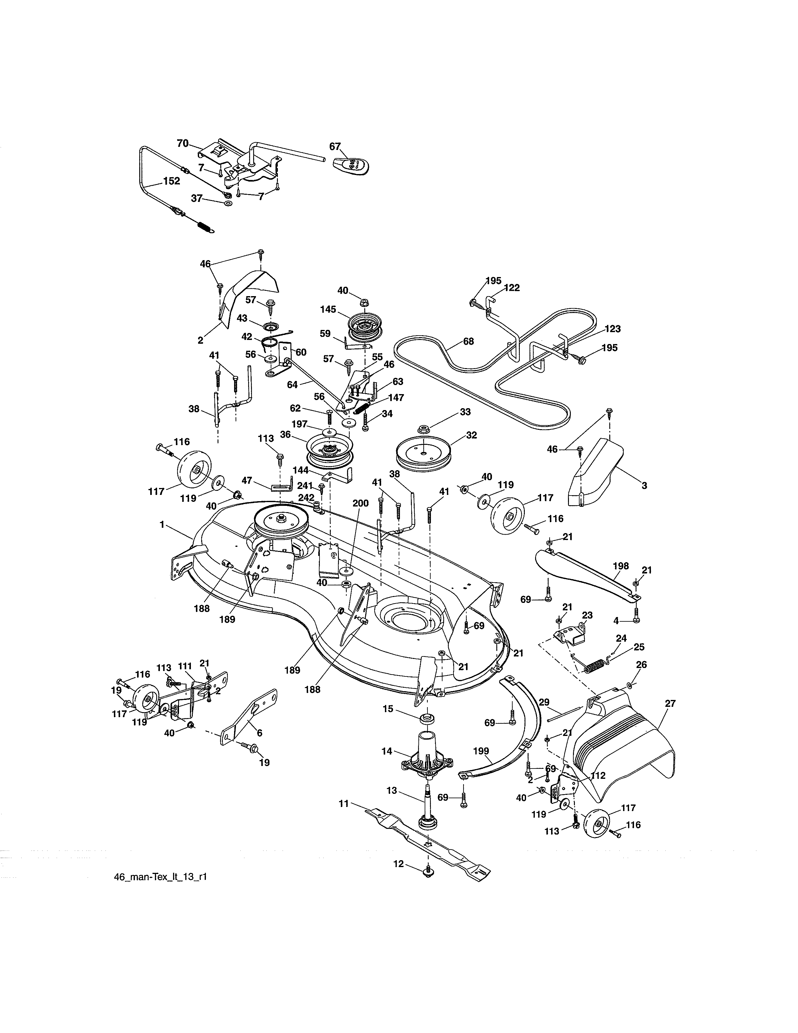 Mower Deck Diagram and Parts List for  Craftsman Lawn Tractor