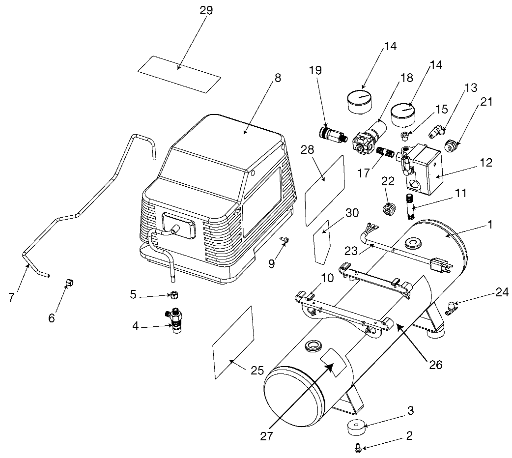 Default Diagram and Parts List for Type 0 Craftsman Compressor
