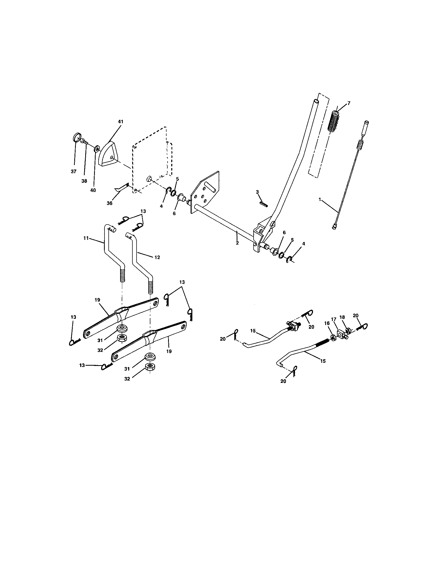 Lift Assembly Diagram and Parts List for  Craftsman Lawn Tractor