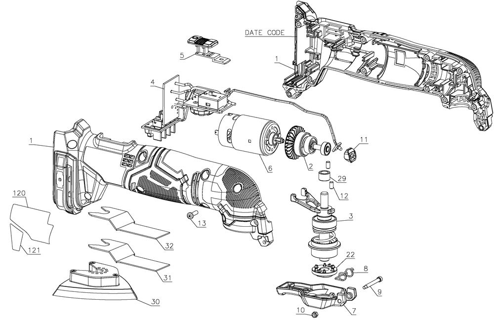 Diagram Diagram and Parts List for Type 1 Craftsman Multi-Tool