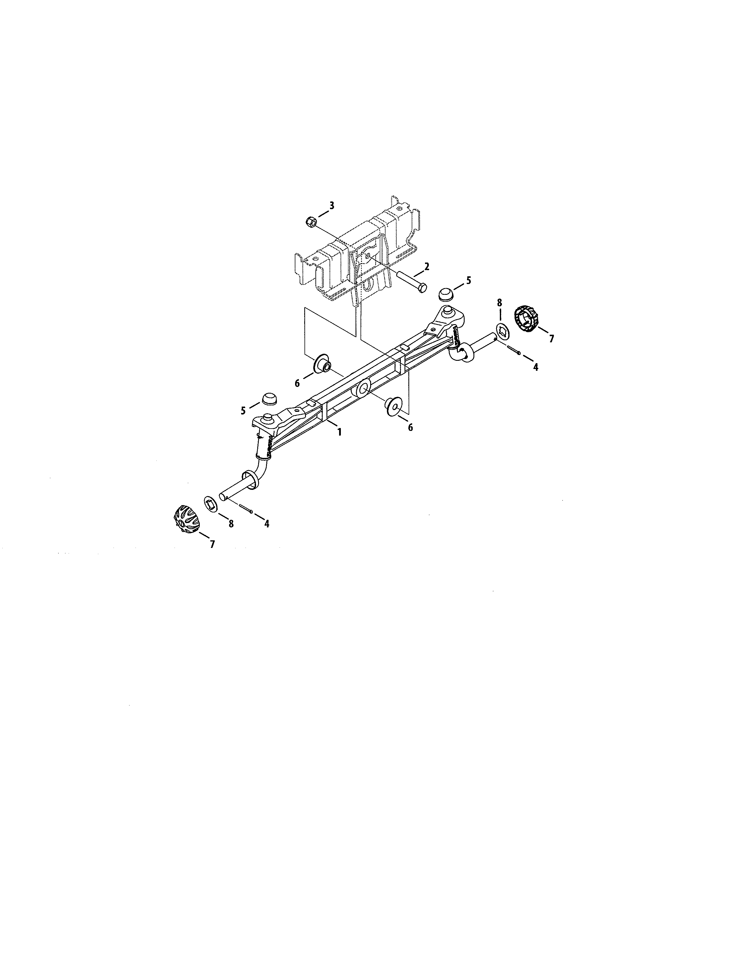 Front Axle Diagram and Parts List for  Craftsman Lawn Tractor