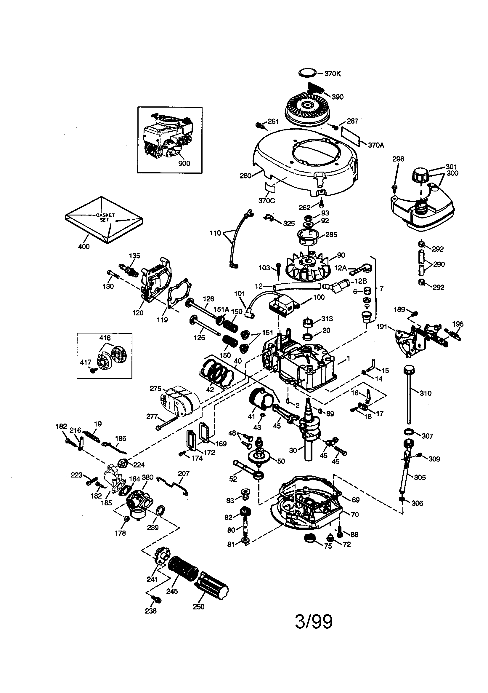 Craftsman 4-cycle Engine Diagram and Parts List for 143994504  Craftsman Engine