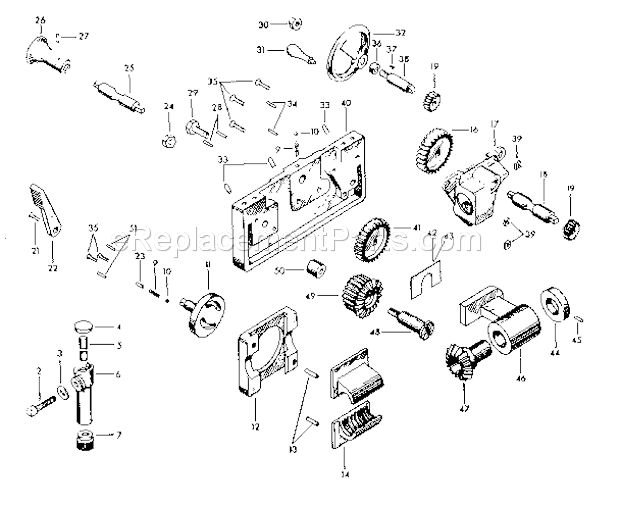 Page D Diagram and Parts List for  Craftsman Lathe