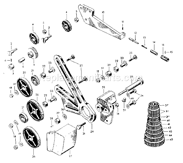 Page F Diagram and Parts List for  Craftsman Lathe