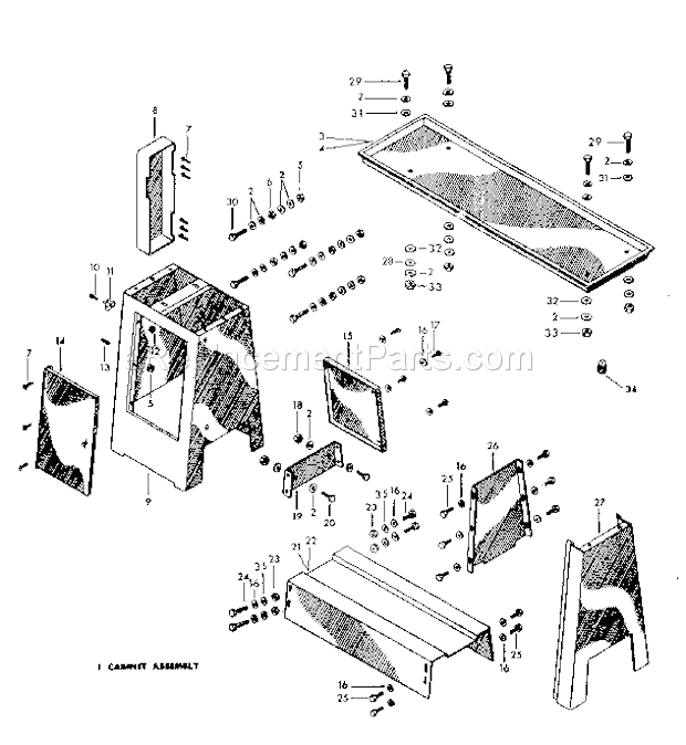 Page J Diagram and Parts List for  Craftsman Lathe