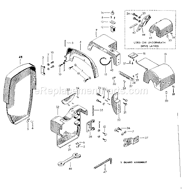 Page G Diagram and Parts List for  Craftsman Lathe