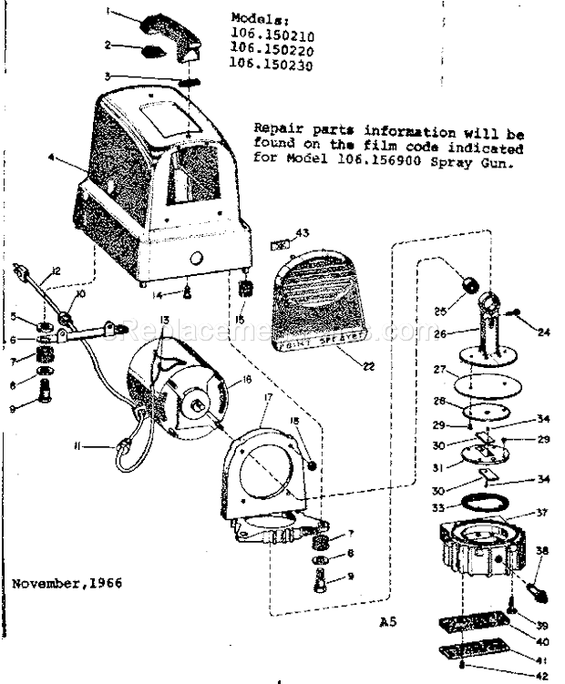 Page A Diagram and Parts List for  Craftsman Paint Sprayer