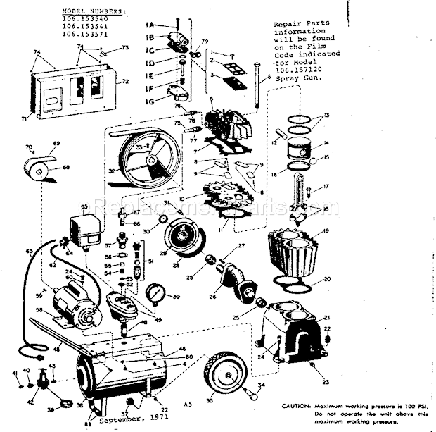 Page A Diagram and Parts List for  Craftsman Paint Sprayer