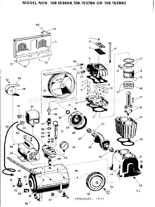 Page A Diagram and Parts List for  Craftsman Compressor