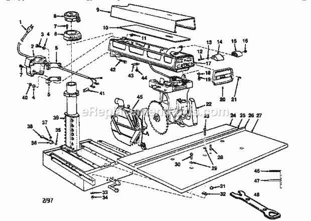 Page A Diagram and Parts List for  Craftsman Chop Saw