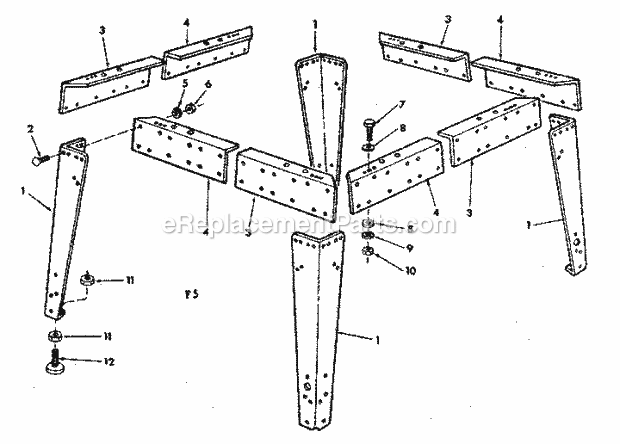 Leg Set Diagram and Parts List for  Craftsman Chop Saw