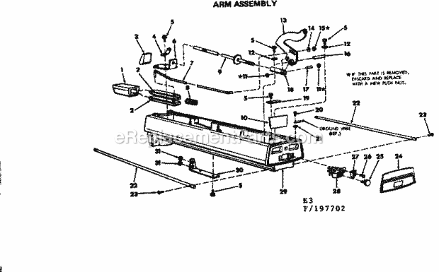 Arm Assembly Diagram and Parts List for  Craftsman Chop Saw
