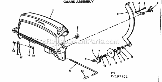 Gurad Assembly Diagram and Parts List for  Craftsman Chop Saw