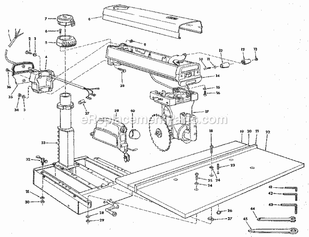 Page A Diagram and Parts List for  Craftsman Chop Saw