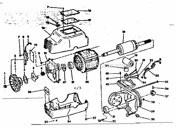 Motor Assembly Diagram and Parts List for  Craftsman Chop Saw